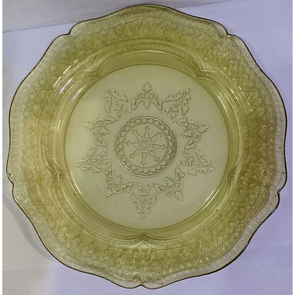 Federal Glass Patrician Spoke Yellow Amber Dinner Plate 11" Depression Glass - Picture 3 of 3